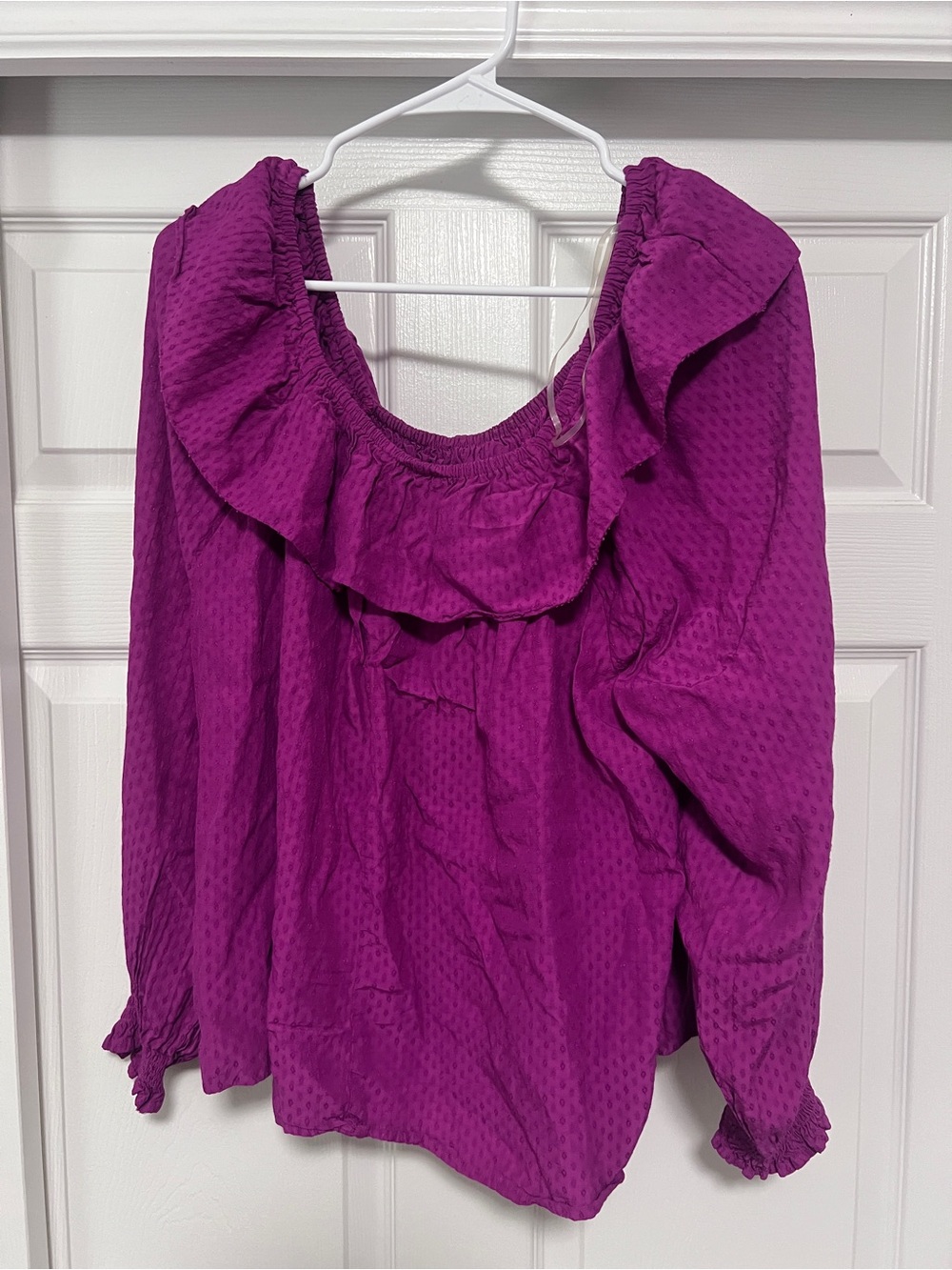 Knox Rose Ruffled Peasant Blouse - Magenta